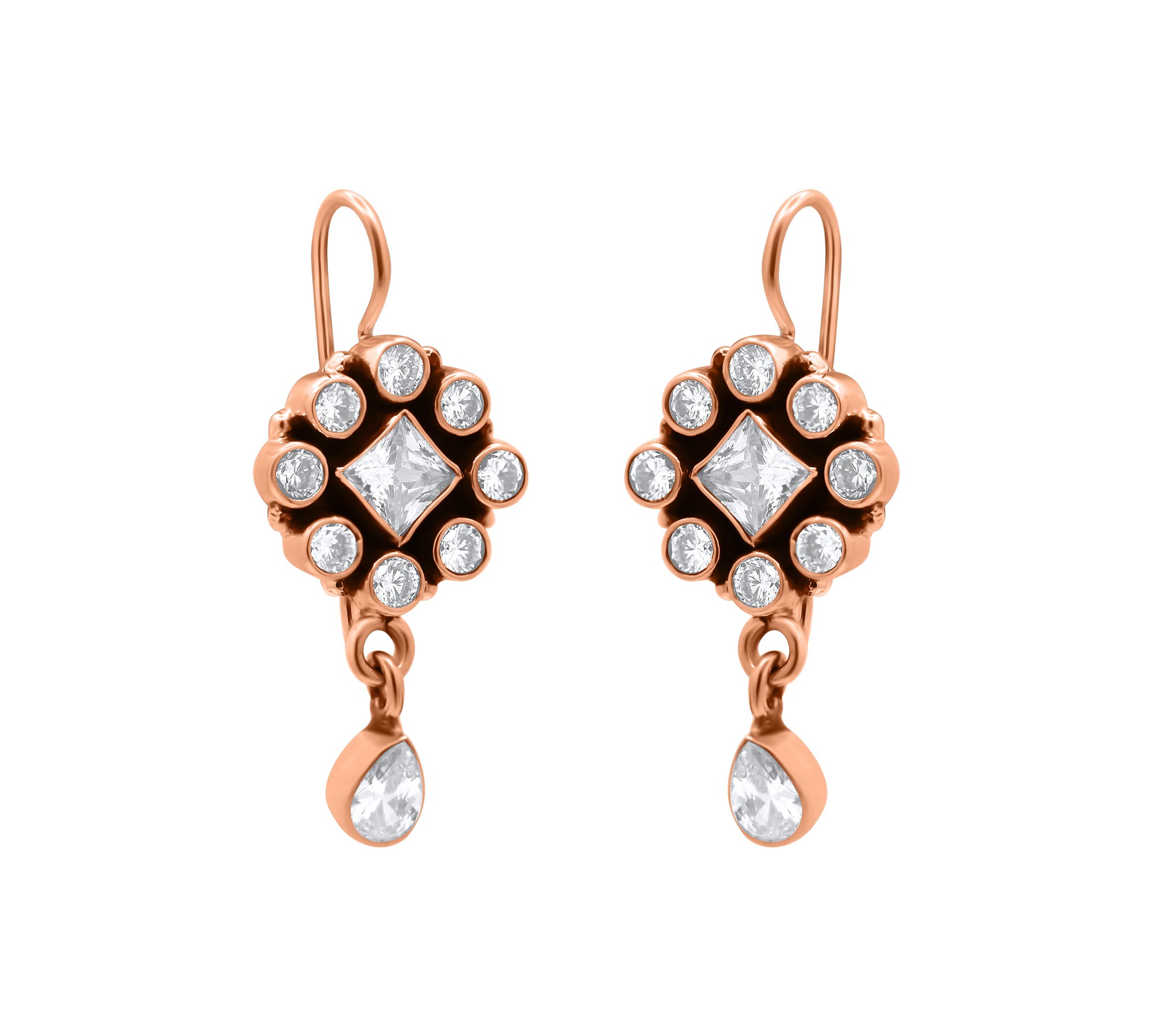 Natural White Topaz Designer 925 Silver Gold Plated Earring