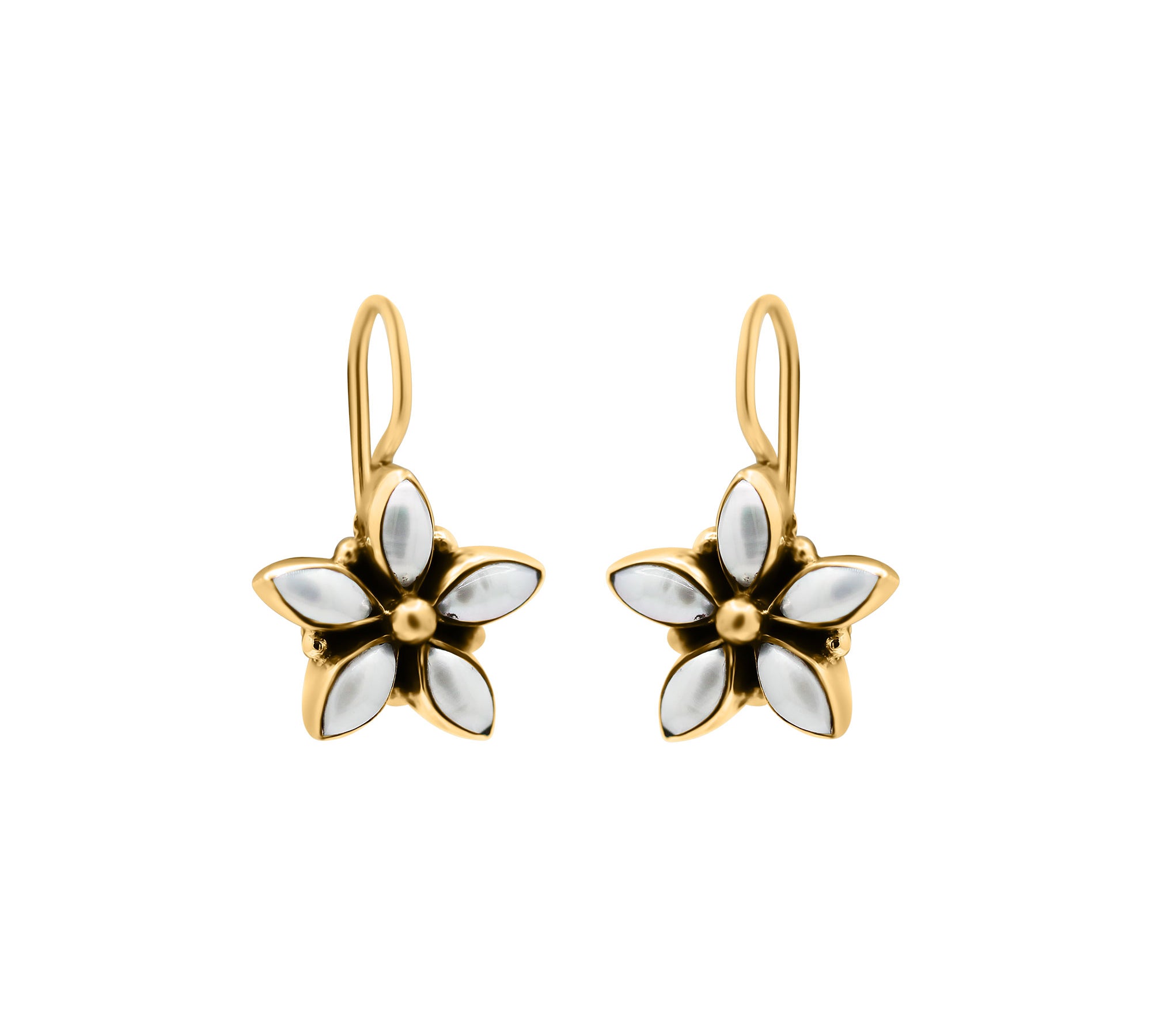 Designer Pearl 925 Silver Gold Plated Floral Earring