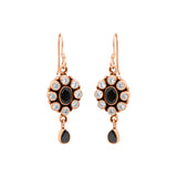 Natural Black Onyx and Cubic Zircon 925 Silver Gold Plated Earring