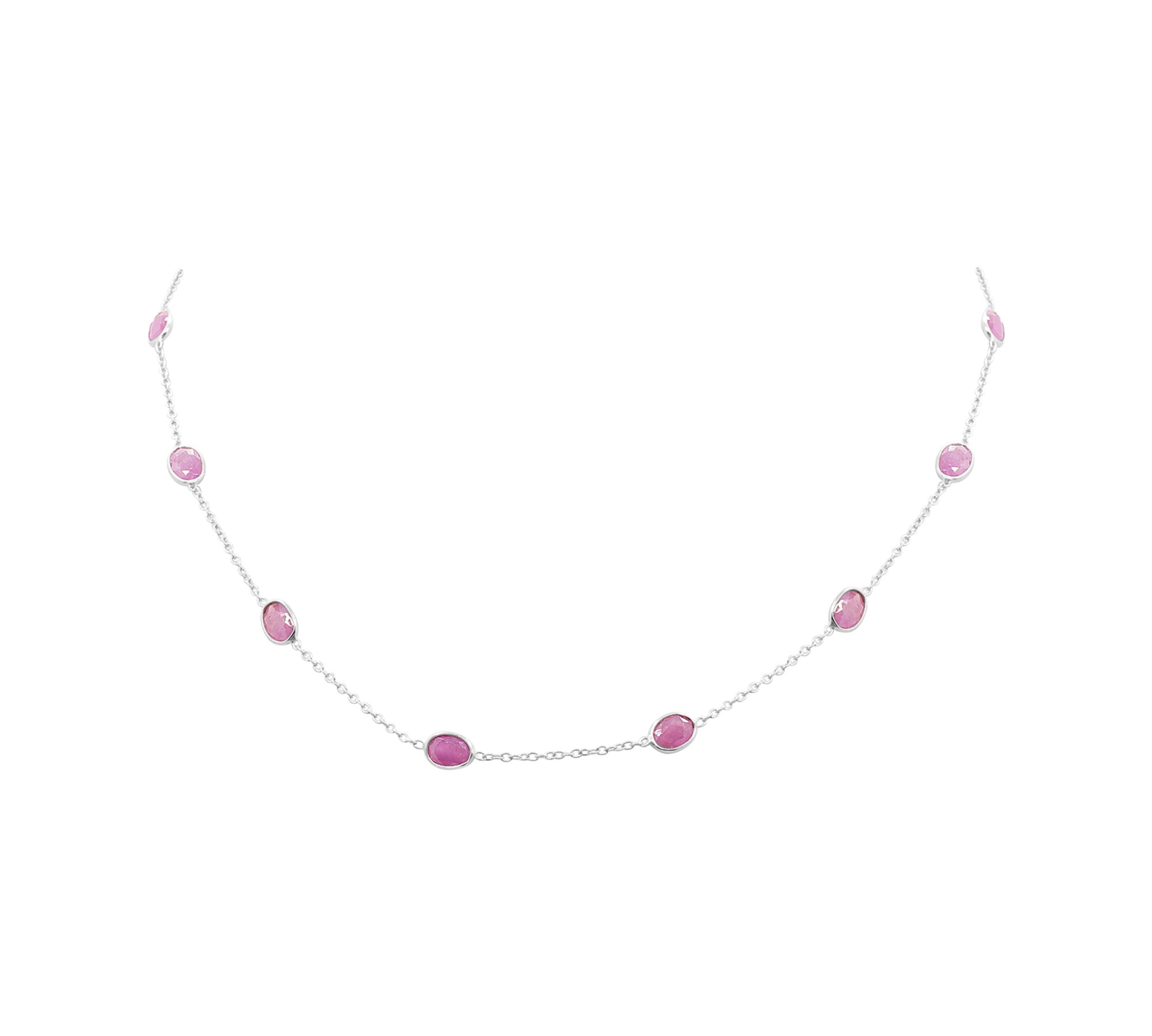 Natural Ruby Gemstone 925 Sterling Silver Necklace