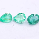 3 Pcs Natural Emerald Pear & Oval Shaped Faceted Gemstone 9X6mm Healing Loose Gemstone For Making Jewelry