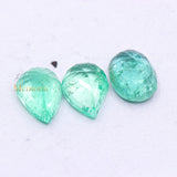 3 Pcs Natural Emerald Pear & Oval Shaped Faceted Gemstone 9X6mm Healing Loose Gemstone For Making Jewelry