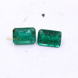 2 Pcs Natural Emerald Rectangle Shaped Faceted Gemstone 7X5mm Healing Loose Gemstone For Making Jewelry