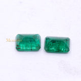 2 Pcs Natural Emerald Rectangle Shaped Faceted Gemstone 7X5mm Healing Loose Gemstone For Making Jewelry