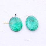 Best Quality Natural Emerald Oval Shaped Faceted 2 Pcs Gemstone 9X10mm Healing Loose Gemstone For Making Jewelry