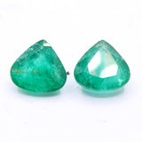 High Quality Emerald Pear Shaped Faceted 2 Pcs Gemstone 12X13mm Healing Loose Gemstone For Making Jewelry