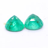 High Quality Emerald Pear Shaped Faceted 2 Pcs Gemstone 12X13mm Healing Loose Gemstone For Making Jewelry