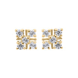 Floral Cubic Cubic Zircon 925 Sterling Silver Stud Earring