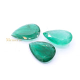 High Quality Emerald Pear Shaped Faceted 3 Pcs Gemstone 22X15 mm Healing Loose Gemstone For Making Jewelry