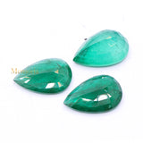 High Quality Emerald Pear Shaped Faceted 3 Pcs Gemstone 22X15 mm Healing Loose Gemstone For Making Jewelry