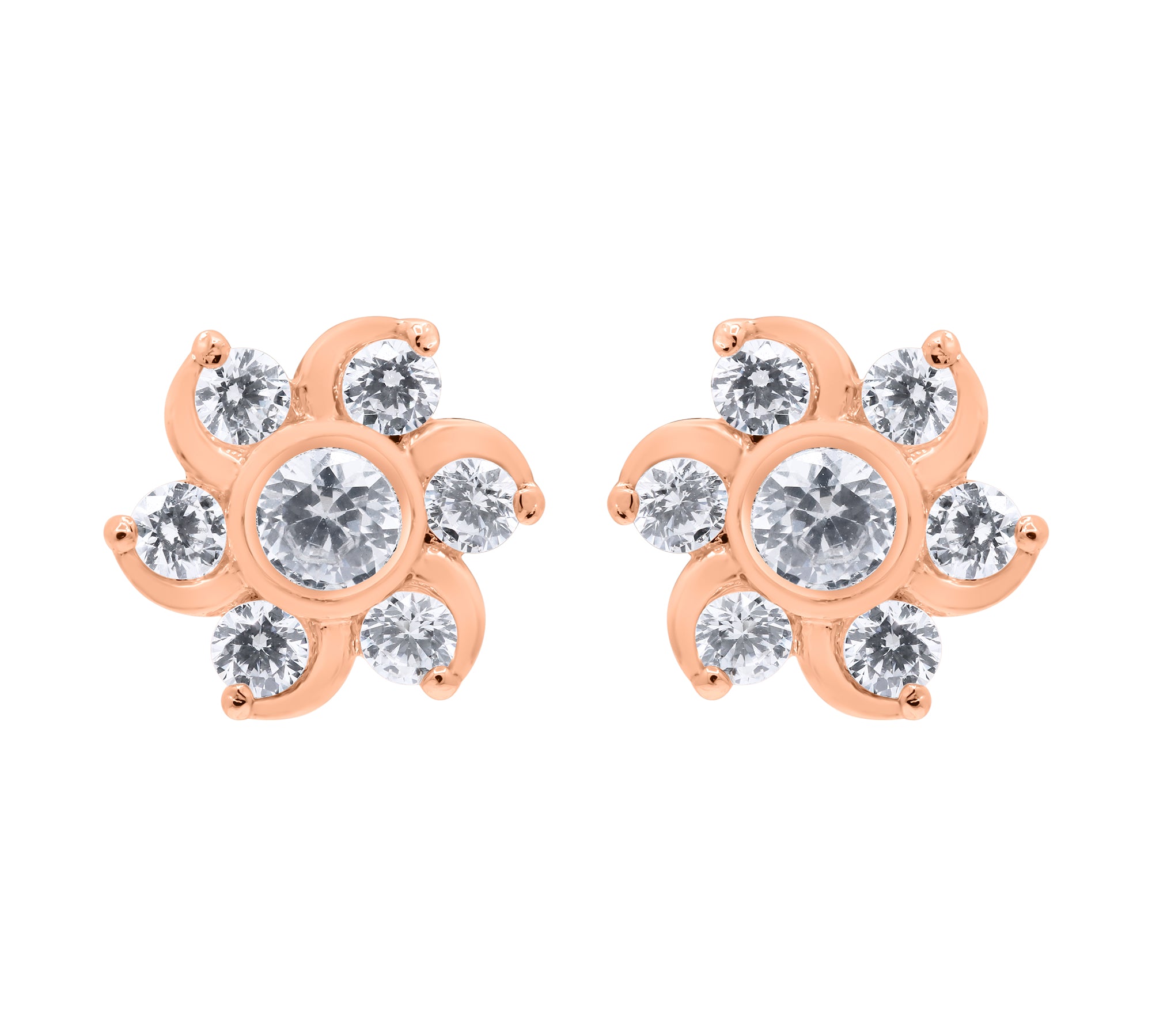 Flower Shaped 925 Sterling Silver Cubic Zircon Stud Earring