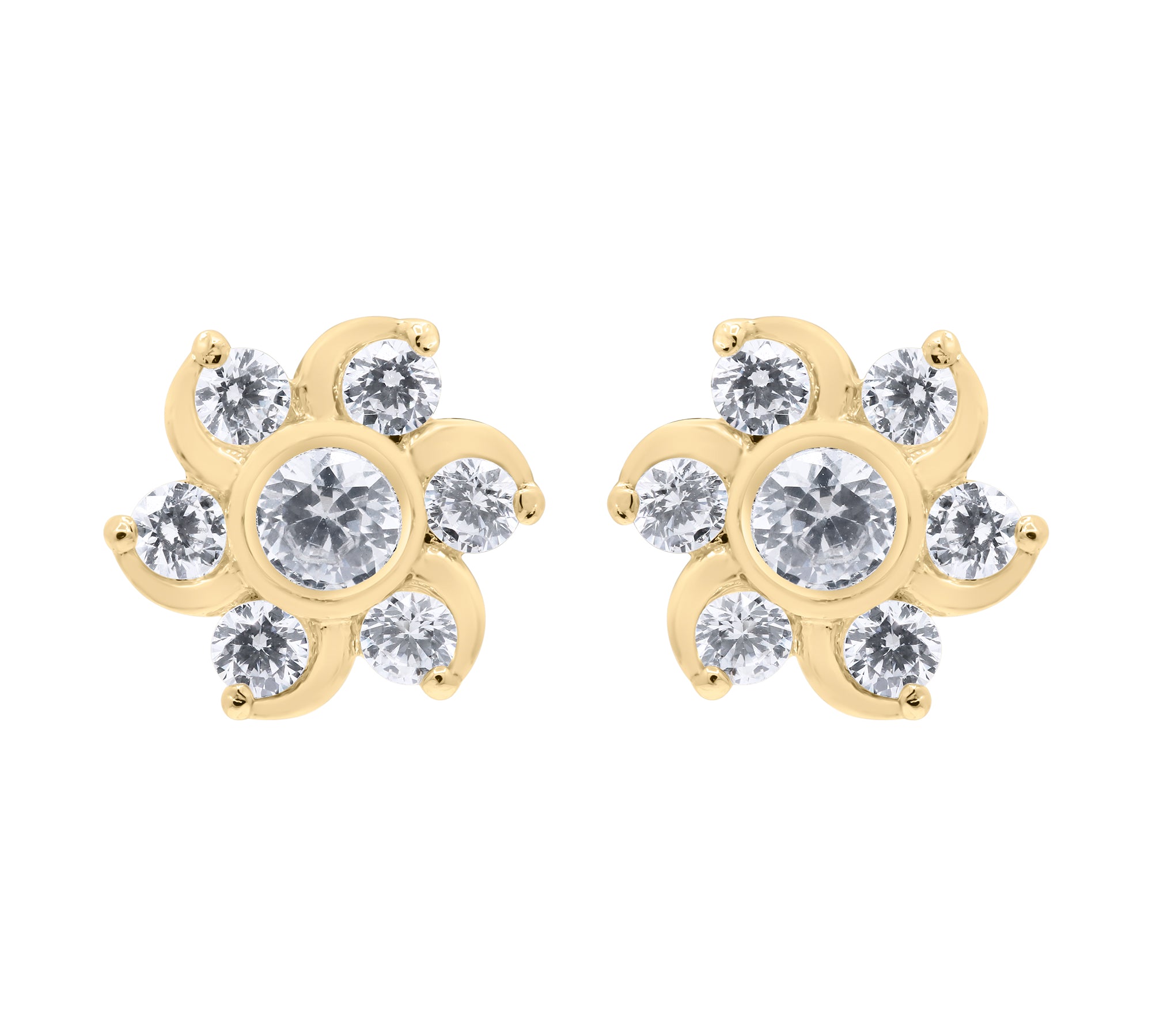 Flower Shaped 925 Sterling Silver Cubic Zircon Stud Earring