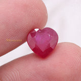 Natural Ruby Heart Shaped Faceted Gemstone 10X10mm Healing Loose Gemstone For Making Jewelry