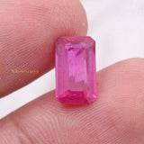 Natural Ruby Rectangle Shaped Faceted Gemstone 12X7mm Healing Loose Gemstone For Making Jewelry