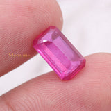 Natural Ruby Rectangle Shaped Faceted Gemstone 12X7mm Healing Loose Gemstone For Making Jewelry