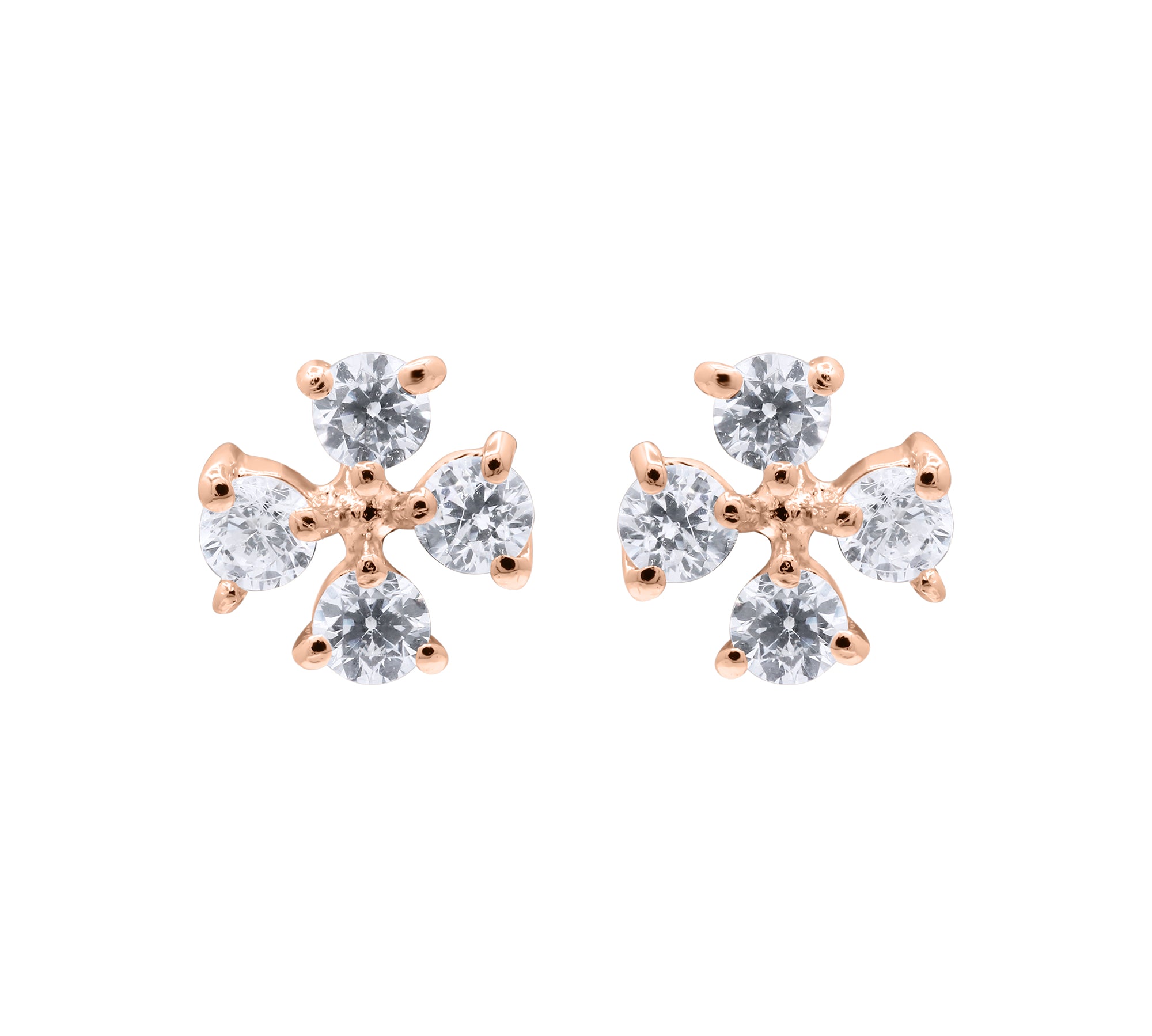 Floral Cubic Zircon 925 Sterling Silver Stud Earring