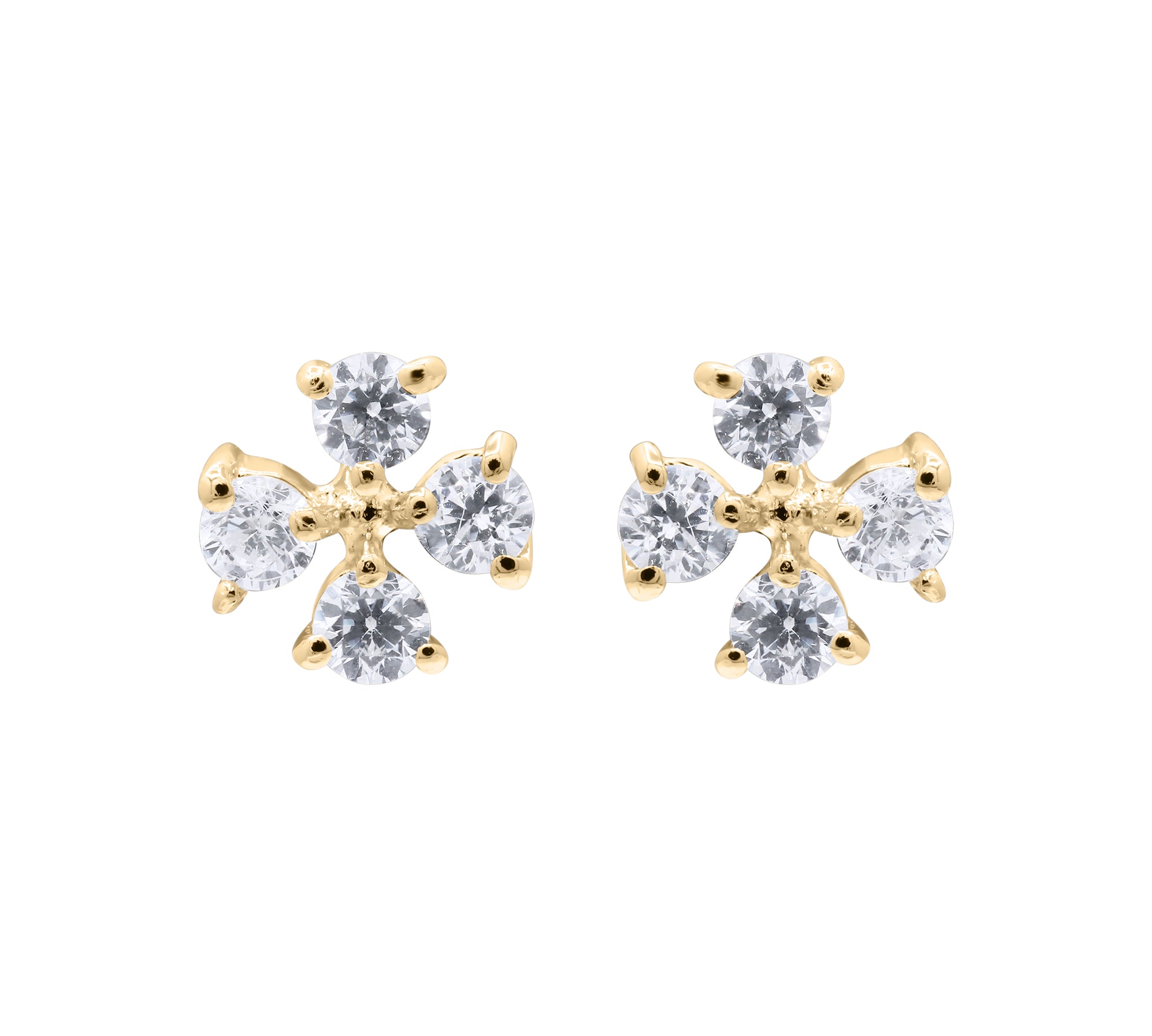 Floral Cubic Zircon 925 Sterling Silver Stud Earring