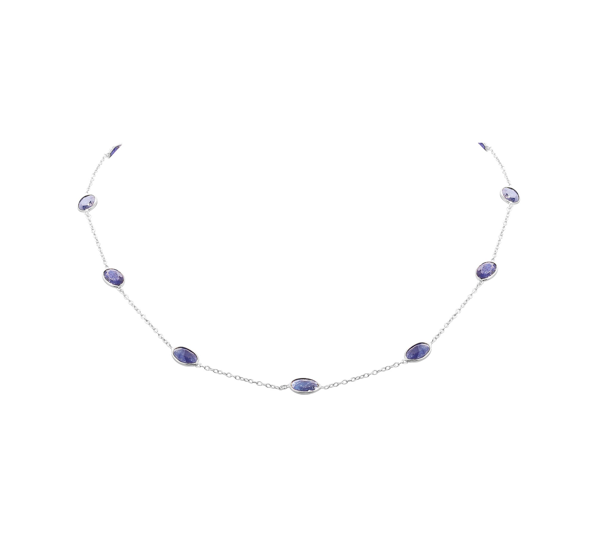 925 Sterling Silver Natural Sapphire Gemstone Gold Plated Necklace