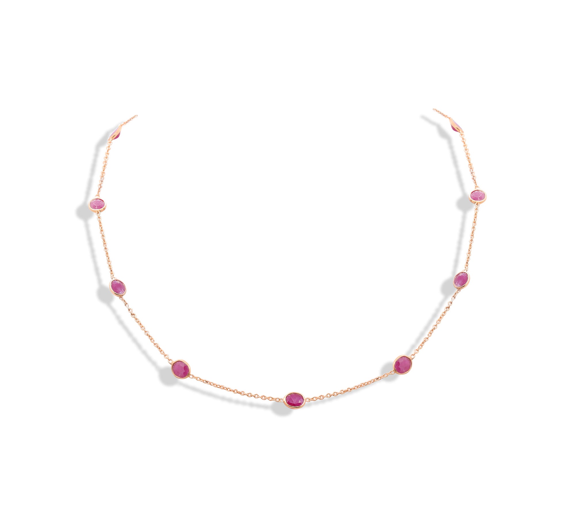 925 Sterling Silver Natural Ruby Gemstone Gold Plated Necklace