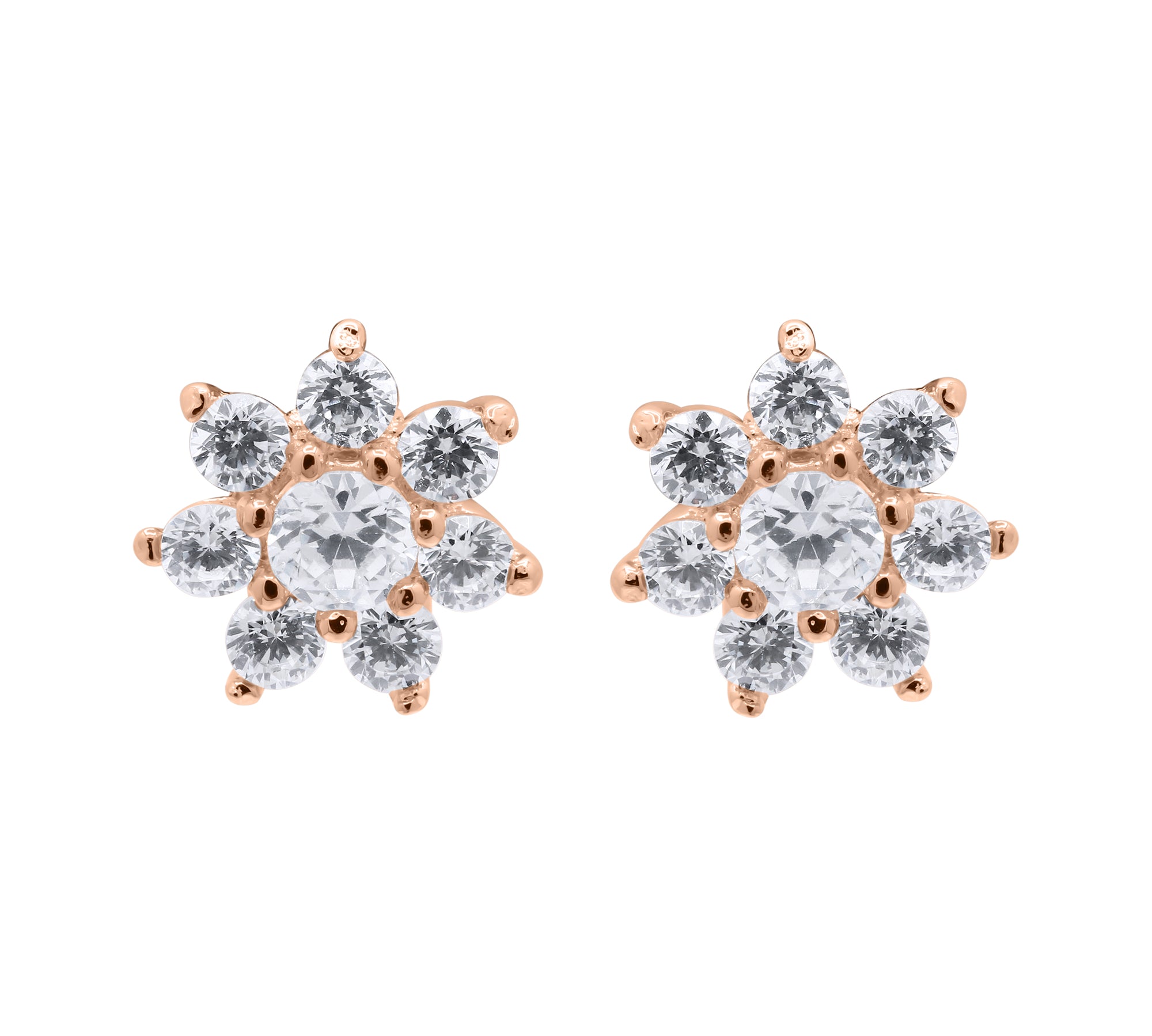 Floral Cubic Zircon 925 Sterling Silver Stud Earring