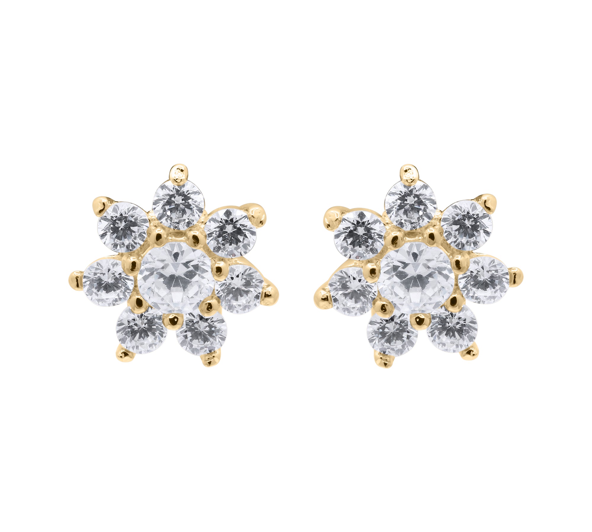 Floral Cubic Zircon 925 Sterling Silver Stud Earring