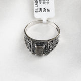 Labradorite Sterling Silver Ring Rectangle Cut Gemstone Vintage Boho Engraved Band