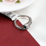 Green Onyx Sterling Silver Ring Tribal Textured Boho Adjustable Band.