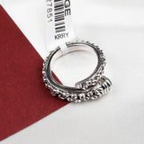 Green Onyx Sterling Silver Ring Tribal Textured Boho Adjustable Band.