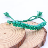 Natural Green Onyx Gemstone Thread Bracelet