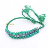 Natural Green Onyx & Iolite Gemstone Thread Bracelet