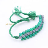 Natural Green Onyx & Iolite Gemstone Thread Bracelet