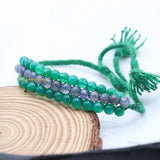 Natural Green Onyx & Iolite Gemstone Thread Bracelet