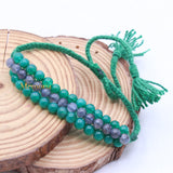 Natural Green Onyx & Iolite Gemstone Thread Bracelet