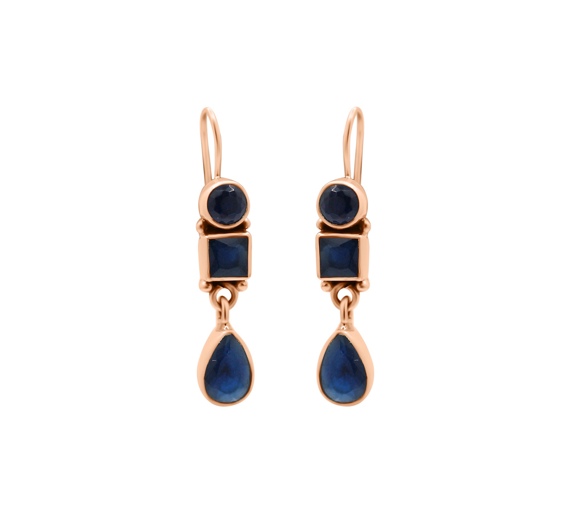 Blue Gemstone 925 Silver Gold Plated Dangle Earring