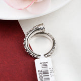 Garnet Sterling Silver Ring Tribal Textured Boho Adjustable Band