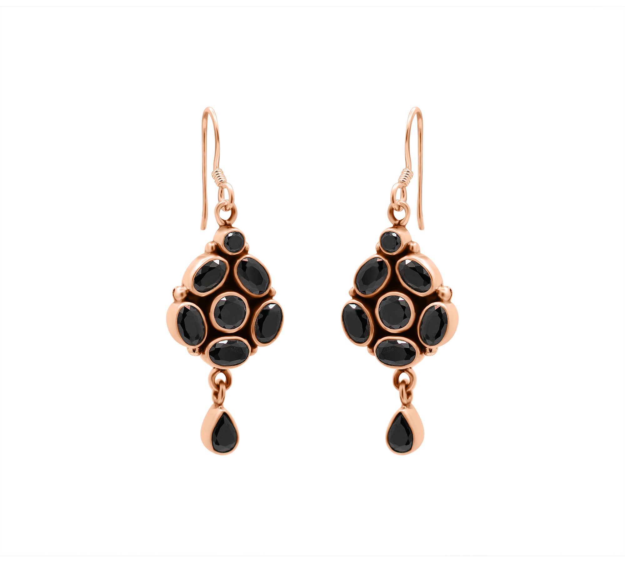 Black Onyx Gemstone 925 Silver Gold Plated Earring