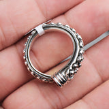 Garnet Sterling Silver Ring Tribal Textured Boho Adjustable Band