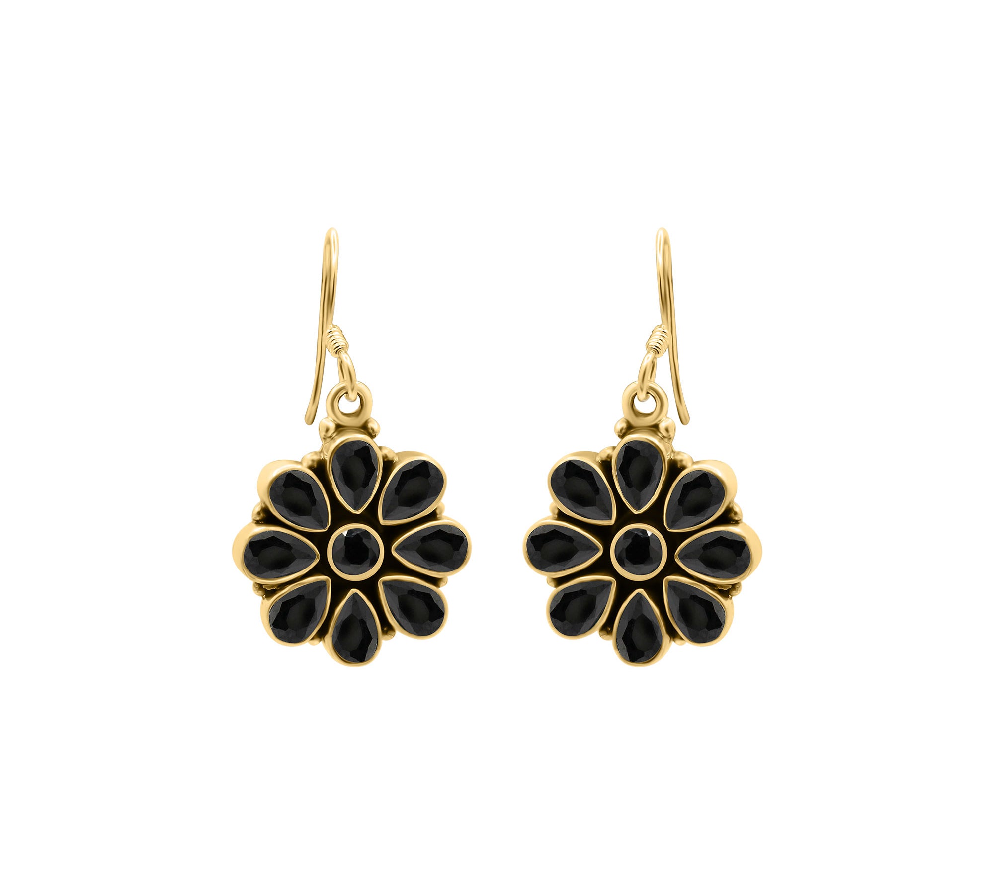 Designer Black Onyx 925 Silver Gold Plated Earring