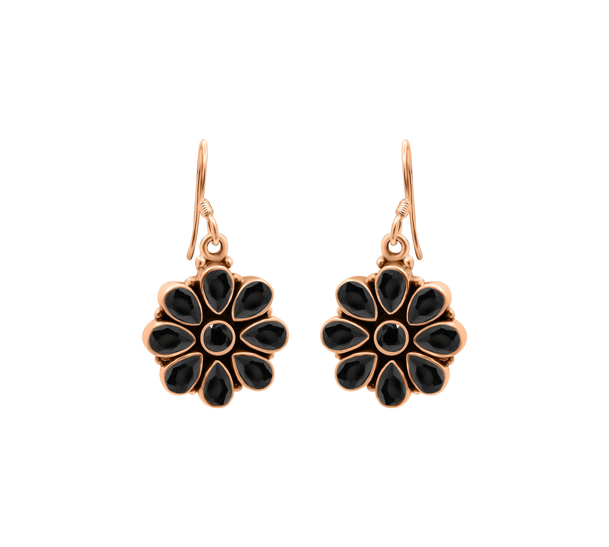 Designer Black Onyx 925 Silver Gold Plated Earring