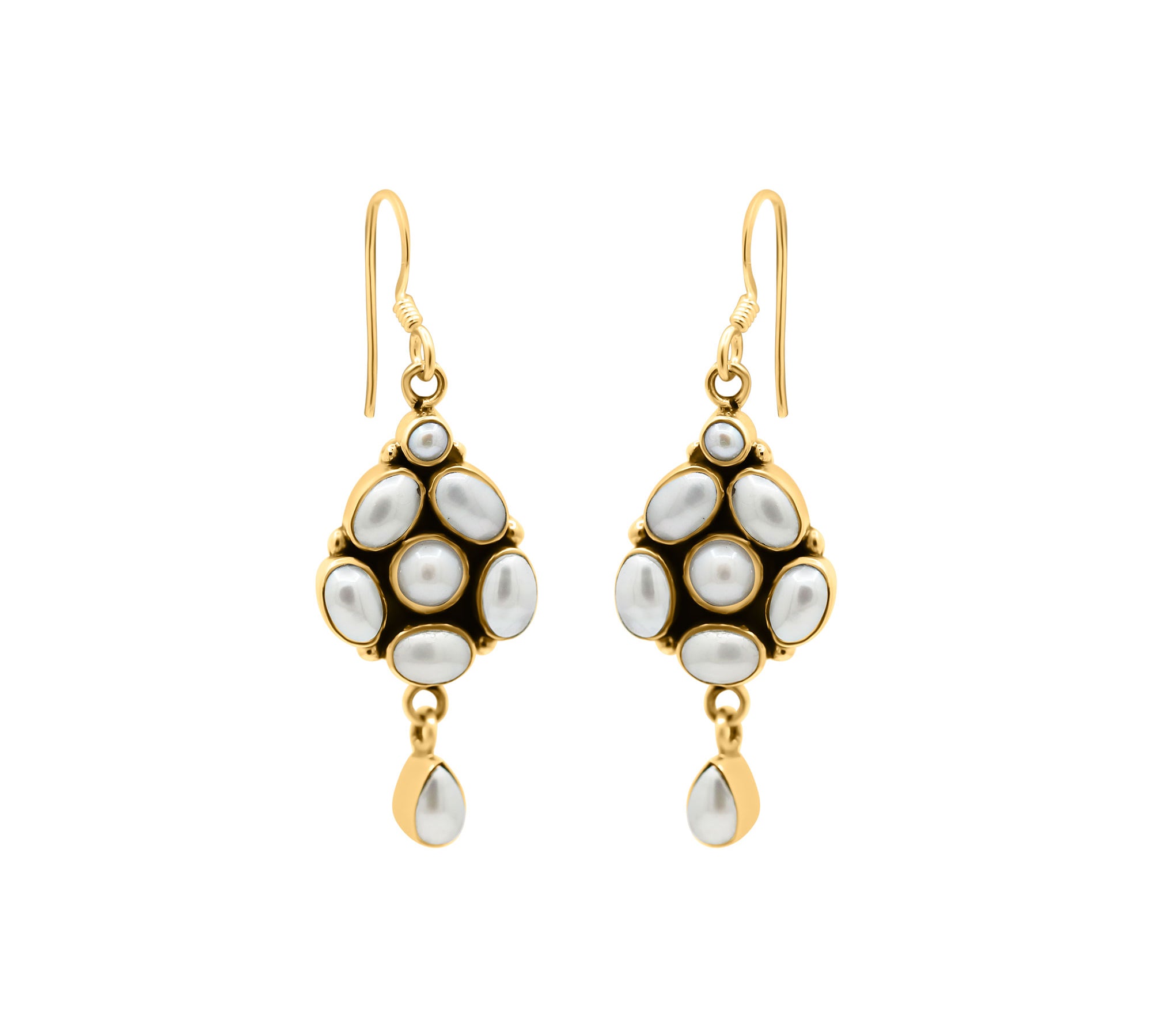 Handmade Natural Pearl 925 Silver Gold Plated Earring