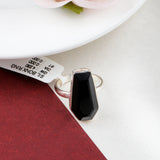 Black Onyx Sterling Silver Ring Geometric Cut Statement Gemstone Band