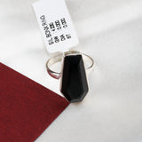 Black Onyx Sterling Silver Ring Geometric Cut Statement Gemstone Band