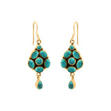 Natural Turquoise Gemstone 925 Sterling Silver Gold Plated Earring