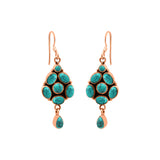 Natural Turquoise Gemstone 925 Sterling Silver Gold Plated Earring