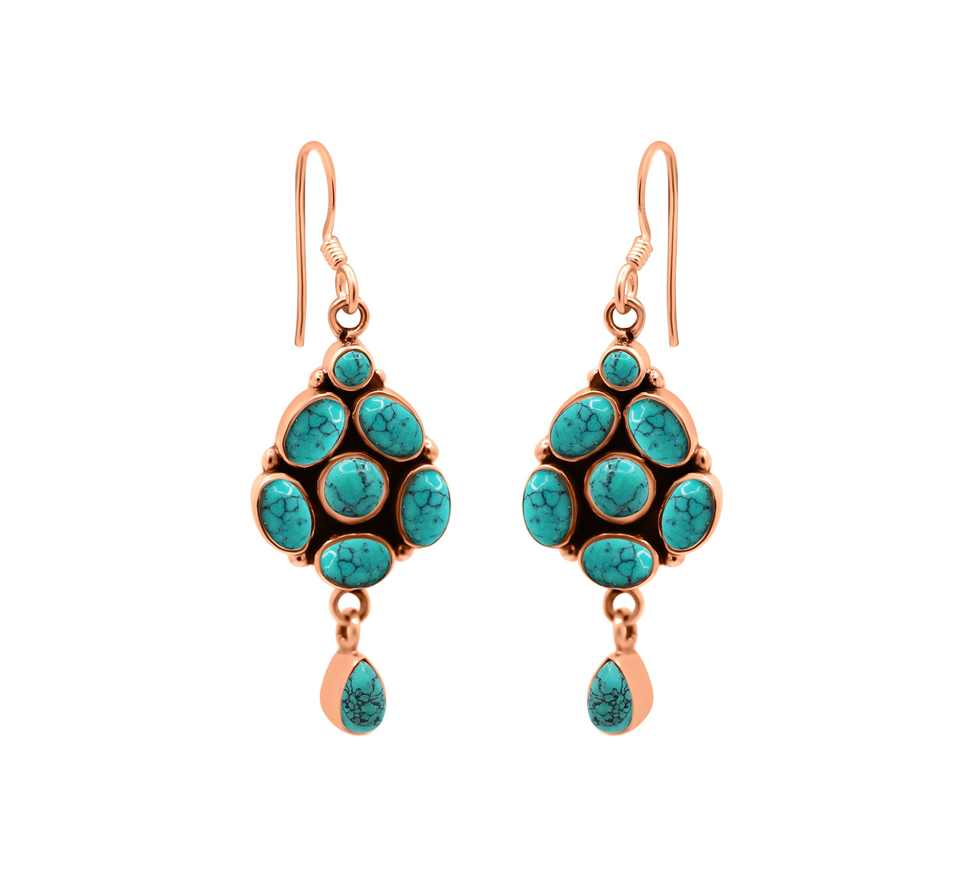 Natural Turquoise Gemstone 925 Sterling Silver Gold Plated Earring