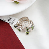 Tsavorite Sterling Silver Stackable Rings Green Gemstone Dainty Stacking Set