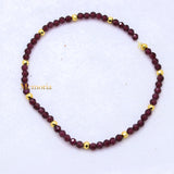 Natural Garnet Gemstone Stretchable 925 Silver Bracelet