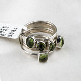 Tsavorite Sterling Silver Stackable Rings Green Gemstone Dainty Stacking Set