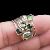 Tsavorite Sterling Silver Stackable Rings Green Gemstone Dainty Stacking Set
