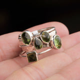 Tsavorite Sterling Silver Stackable Rings Green Gemstone Dainty Stacking Set